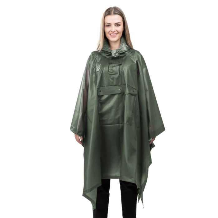 Poncho de ploaie Navaris unisex, 100x154 cm, impermeabil, verde, EVA, 52203.01.07
