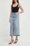 Artigli fustă din denim culoarea albastru, midi, evazată, SHARON