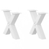 VidaXL Picioare pentru măsuță de cafea &icirc;n formă de X, 2 buc., alb, 60x(42-43) cm, oțel