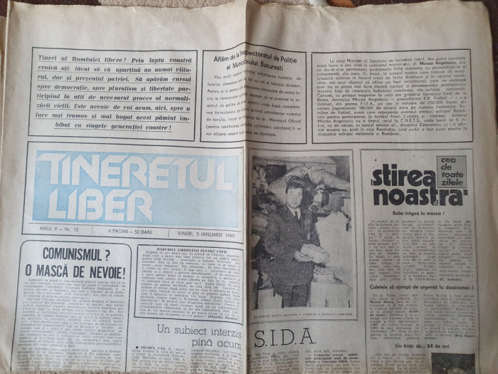 ziarul tineretul liber 5 ianuarie 1990 - articole despre revolutia romana