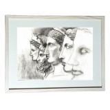G19. Tablou tip grafica in carbune, Profil Roman, Hartie A4, inramat, Istorice, Realism, RavariuArt