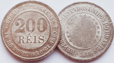 2395 Brazilia 200 Reis 1896 Pedro II km 493 foto