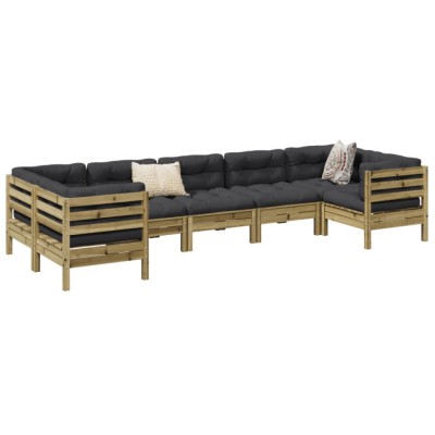 Gossi set canapele gradina cu perne, 7 piese, lemn de pin tratat foto