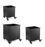 Cumpara ieftin Set 3 suporturi ghivece flori otel negru Haik 25x25x32h; 30x30x37h; 35x35x42h
