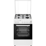 Aragaz pe gaz Heinner HFSC-S50LITGWH, 4 arzatoare, Timer, Lumina cuptor, Alb