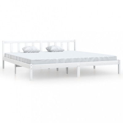 Cadru de pat, alb, 200x200 cm, lemn masiv de pin foto