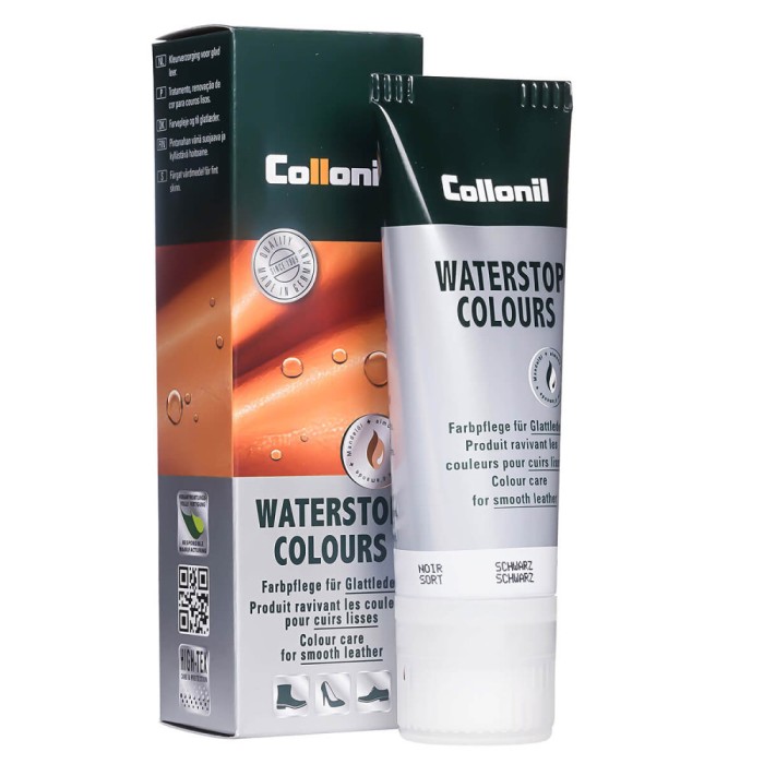 Crema de pantofi cu ulei de migdale Collonil Waterstop Colours, 75 ml, negru