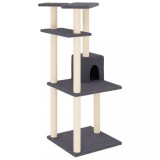 Cumpara ieftin Ansamblu pisici cu stalpi din funie sisal, gri inchis, 123 cm
