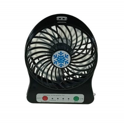 Ventilator de birou cu acumulator 18650 incorporat, lungime de 14cm, cablu de alimentare microUSB, 13313, negru foto