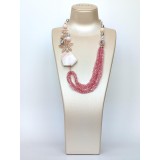 Cumpara ieftin Colier Elaris Opal Roz, Jad, Perle Argint 925 Placat Aur Roz, 56cm, Special Plus. Handmade Italy, Cutie Cadou