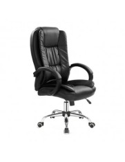 Scaun directorial MH Rudy, Ergonomic, Mecanism balans, Piele ecologica, Confort sporit, Inaltime reglabila, 110 Kg, Negru