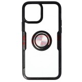 Husa iPhone 12, TPU+PC, Inel Metalic, Fibra Carbon, Negru