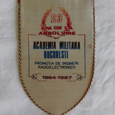 FANION ACADEMIA MILITARA BUCURESTI 1964 - 1987 RADIOELECTRONISTI