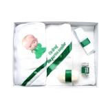 Cumpara ieftin Trusou Botez 6 Piese Personalizat cu Broderie - "Cu drag din partea nasilor", Verde, Baby Boss - TB176