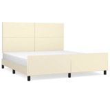 Cumpara ieftin Cadru de pat cu tablie, crem, 160x200 cm, piele ecologica
