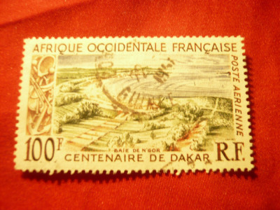 Timbru Africa Occ. Franceza - Dakar 1958 100fr.stampilat foto