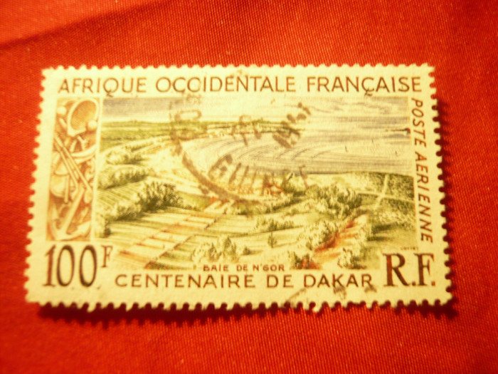 Timbru Africa Occ. Franceza - Dakar 1958 100fr.stampilat