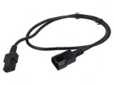 Cablu Alimentare IEC C13 Mamă la IEC C14 Tată 1m Negru 3x1mm2