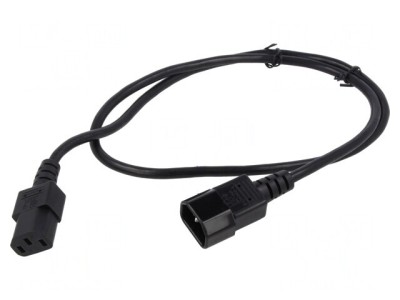 Cablu Alimentare IEC C13 Mamă la IEC C14 Tată 1m Negru 3x1mm2 foto