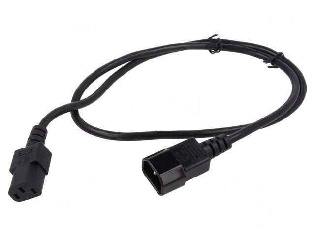 Cablu Alimentare IEC C13 Mamă la IEC C14 Tată 1m Negru 3x1mm2