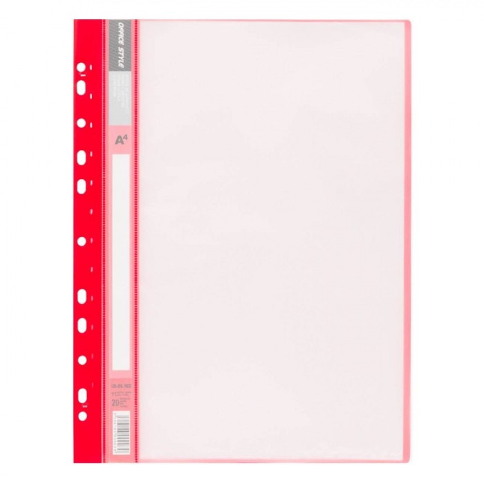 Dosar Plastic, A4, Cu șină, Set 20 Folii, Rosu