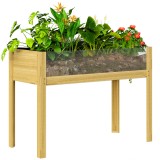Outsunny Strat &Icirc;nălțat de Grădină din Lemn cu Panouri din Acril și Orificii de Drenaj, 110x50x80 cm, Lemn Natural | Aosom Romania