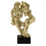 Figurina Decorativa Fete Sarut Flori Aurii 19x9x30cm, Oem