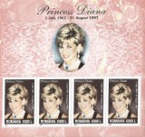|Romania, LP 1498a/1999, Diana, Printesa de Wales, bloc de 4 marci, MNH