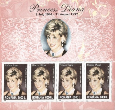 |Romania, LP 1498a/1999, Diana, Printesa de Wales, bloc de 4 marci, MNH foto