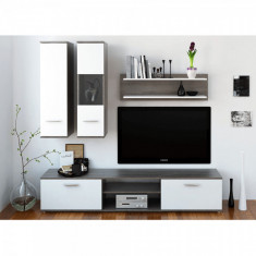 Mobilier pentru living, stejar trufla/alb, WAW NEW foto