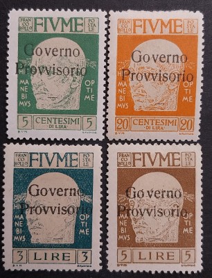 Fiume 1921,Gabriele d&amp;#039;Annunzio cu overprint, MH foto