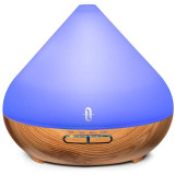 Difuzor aroma cu ultrasunete TaoTronics, 13 W, 300 ml, 30 ml/h, LED 7 culori, oprire automata, model lemn de nuc