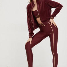 Puma leggins de antrenament Deco Glam femei, culoarea bordo, cu imprimeu