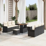 vidaXL Set de canapele pentru grădină cu pernă 9 pcs Negru și Crem