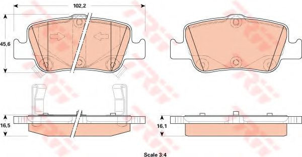 Set placute frana,frana disc TOYOTA COROLLA Limuzina (NRE18, ZRE17, ZRE18, NDE18) (2013 - 2016) TRW GDB3480