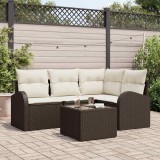 Cumpara ieftin Set de canapele pentru grădină cu pernă 5 pcs Maro Rattan poli
