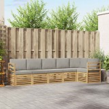 vidaXL Set de canapele de exterior 6 pcs Alb și gri deschis 3391896