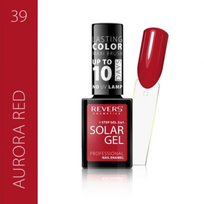 Lac de unghii Solar Gel, Revers, 12 ml, rosu, nr 39, aurora red foto