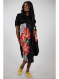 Cumpara ieftin ROCHIE MIDI ASIMETRICA CU BUZUNARE SI MANECA SCURTA FUNDA TULIP TALIE UNICA Multicolora
