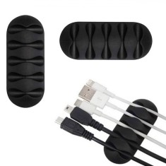 Organizator Cabluri, 5-Canale, Set 2 Bucăți, Plastic, Culoare Negru, Dimensiuni 6.6x2.8cm