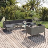 vidaXL Set mobilier de grădină cu perne, 10 piese, gri, poliratan 3094578