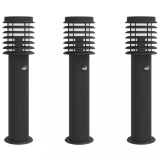 Cumpara ieftin Lampi exterioare de podea senzori 3 buc. negru 60 cm otel inox