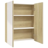 Cumpara ieftin Dulap de baie cu oglinda, alb si stejar, 60x15x75 cm, MDF