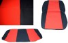 Huse Auto Dacia Logan 2013-2020, ALM, Textil, Negru+Rosu, Set 9 Piese, Bancheta Nefractionata, Compatibil Airbag