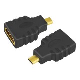 ADAPTOR video LOGILINK, Micro-HDMI (Type D)(T) la HDMI (M), conectori auriti, rezolutie maxima 4K UHD (3840 x 2160) la 30 Hz, negru, &quot;AH0010&quot; (timbru