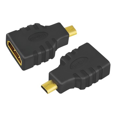 ADAPTOR video LOGILINK, Micro-HDMI (Type D)(T) la HDMI (M), conectori auriti, rezolutie maxima 4K UHD (3840 x 2160) la 30 Hz, negru, &amp;quot;AH0010&amp;quot; (timbru foto