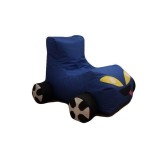 Fotoliu tip masinuta, Big Bean Bag pentru copii, textil umplut cu perle polistiren, albastru