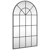 Cumpara ieftin Oglinda de perete, negru, 60x100 cm, arcuita, fier