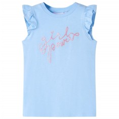 Tricou copii m&acirc;neci cu volane albastru deschis 92