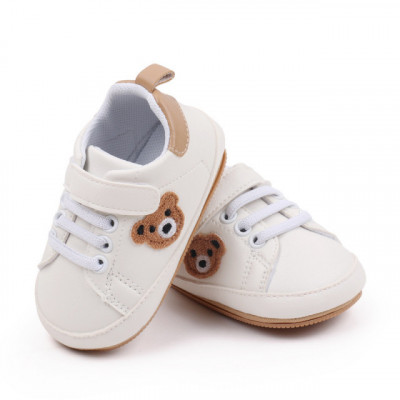Pantofiori albi cu insertie crem - Teddy (Marime Disponibila: 3-6 luni (Marimea foto